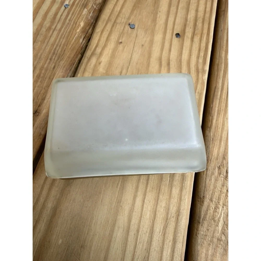 Vintage Frosted Glass Trinket Box Hand Painted Flowers Brass Hinged Vanity Decor